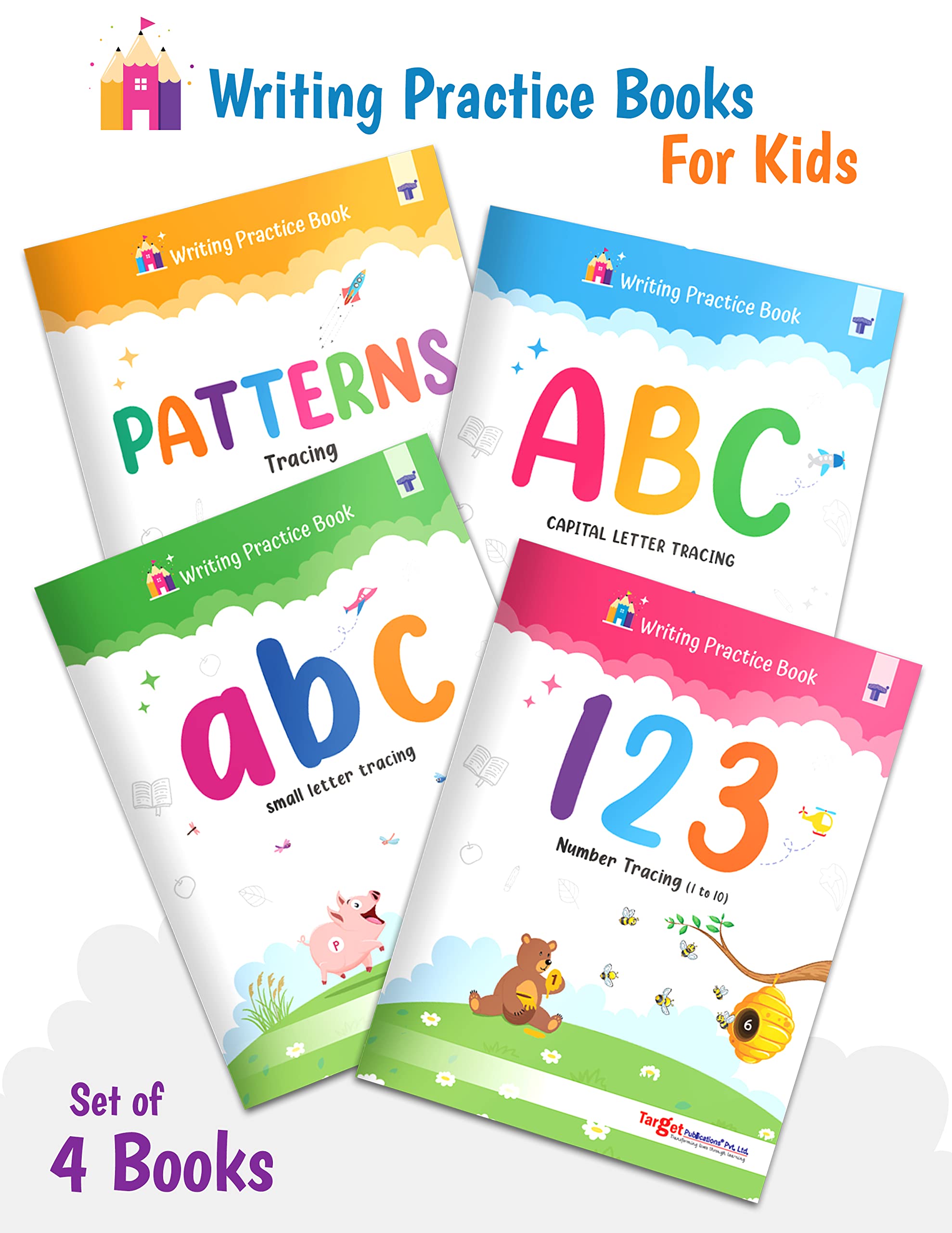 Writing Practice Book for Kids - Set of 4 Books | Learn